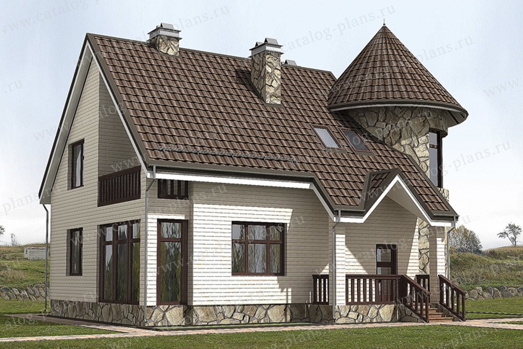 Проект жилой дом #49-85 материал - кирпич, стиль средневековый