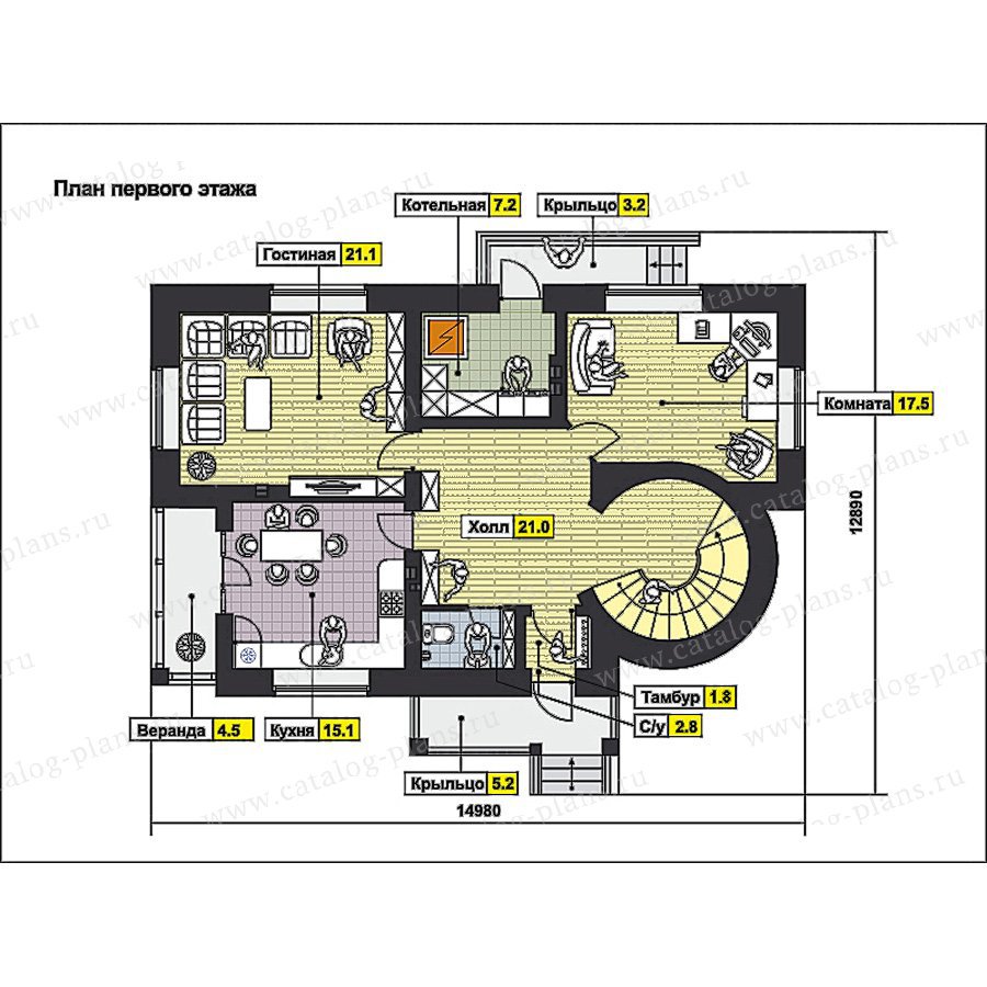 План 1-этажа проекта 49-85