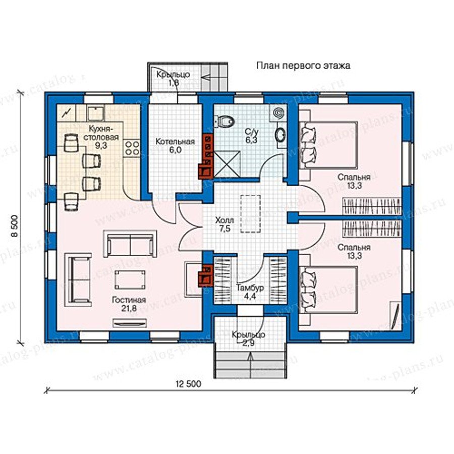 План 1-этажа проекта 60-54