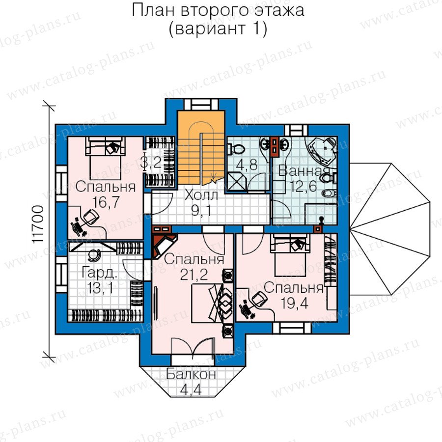 План 2-этажа проекта 60-44