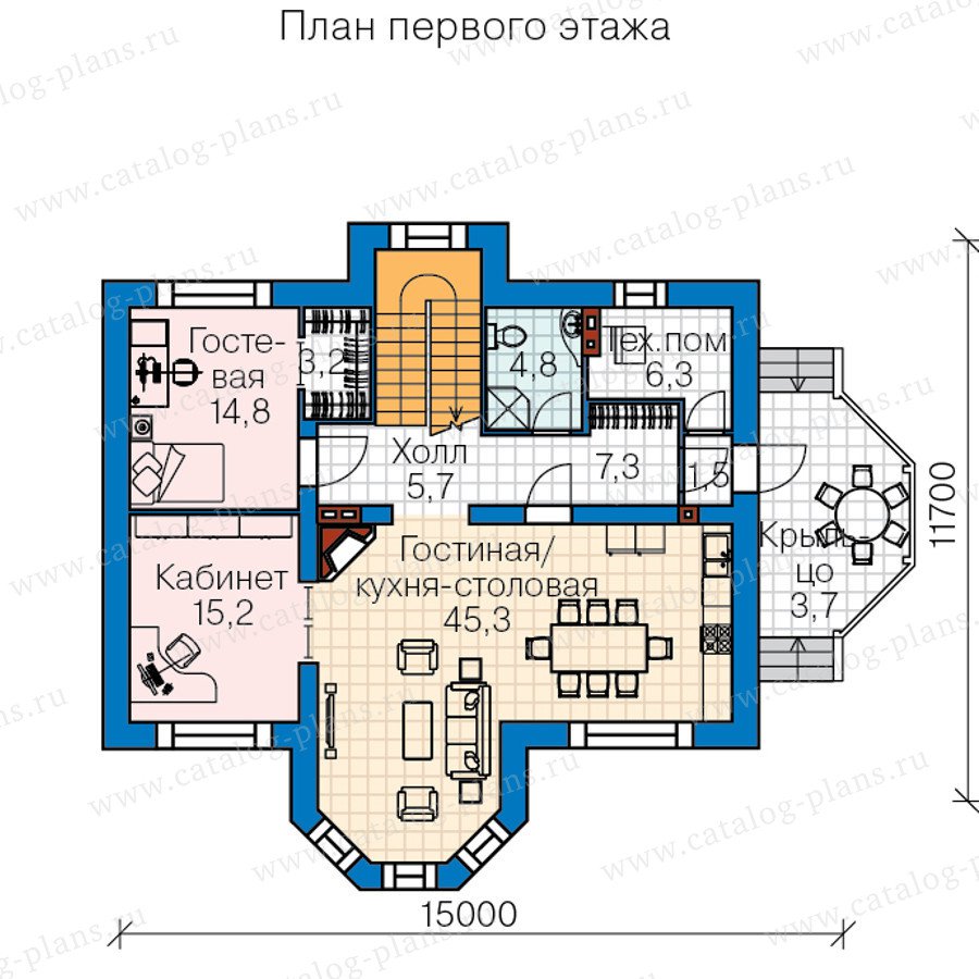 План 1-этажа проекта 60-44