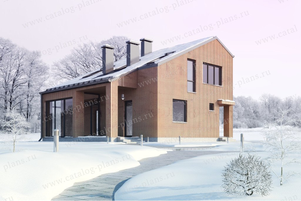 Проект жилой дом #60-23 материал - газобетон, стиль хай-тек