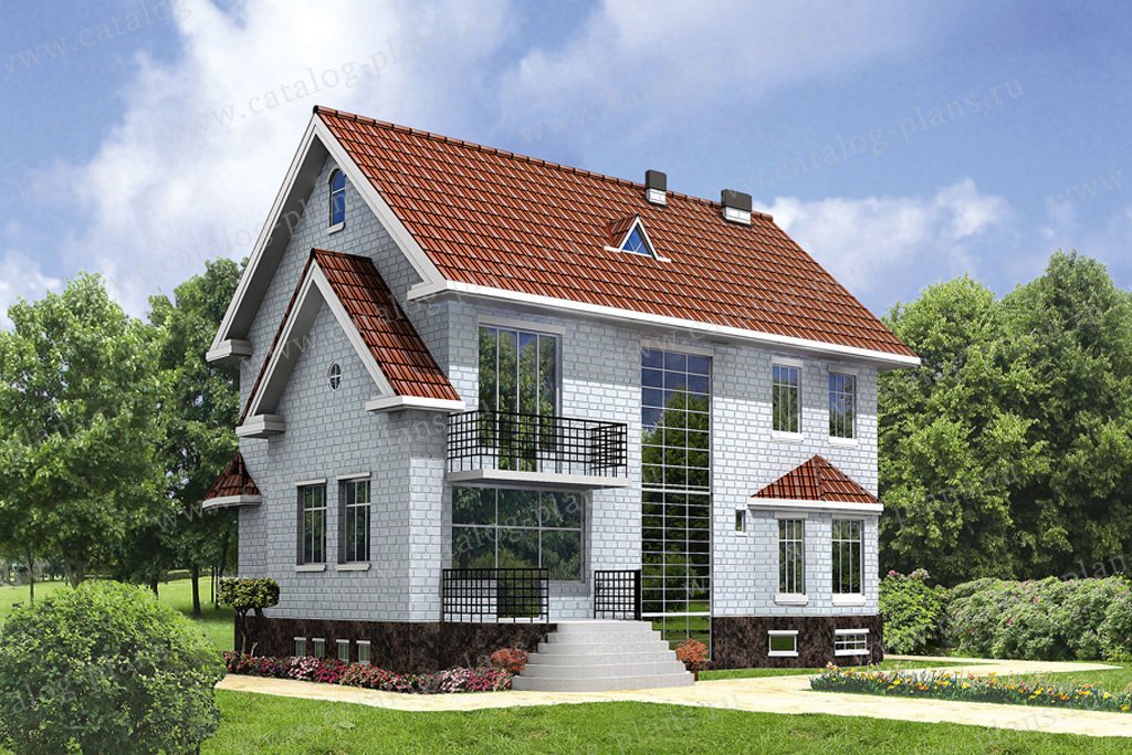 Проект жилой дом #31-61 материал - кирпич, стиль европейский