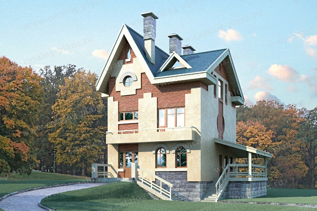 Проект жилой дом #51-34 материал - газобетон, стиль английский
