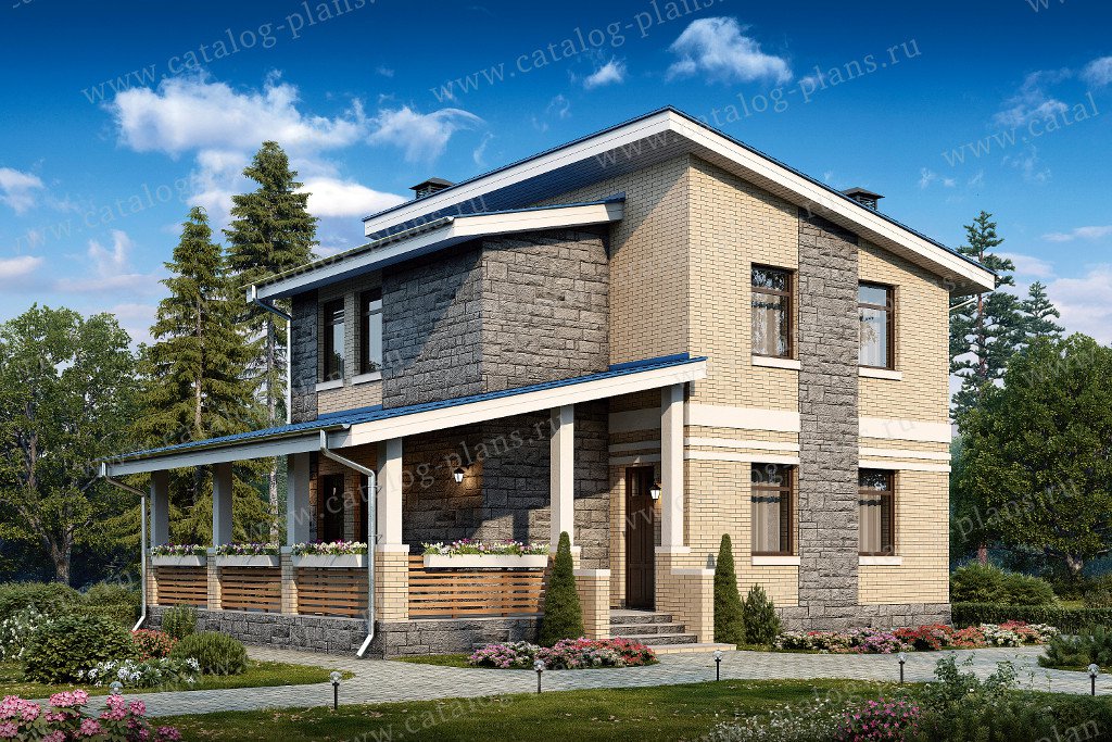 Проект дома 8x8 с террасой и удобной планировкой