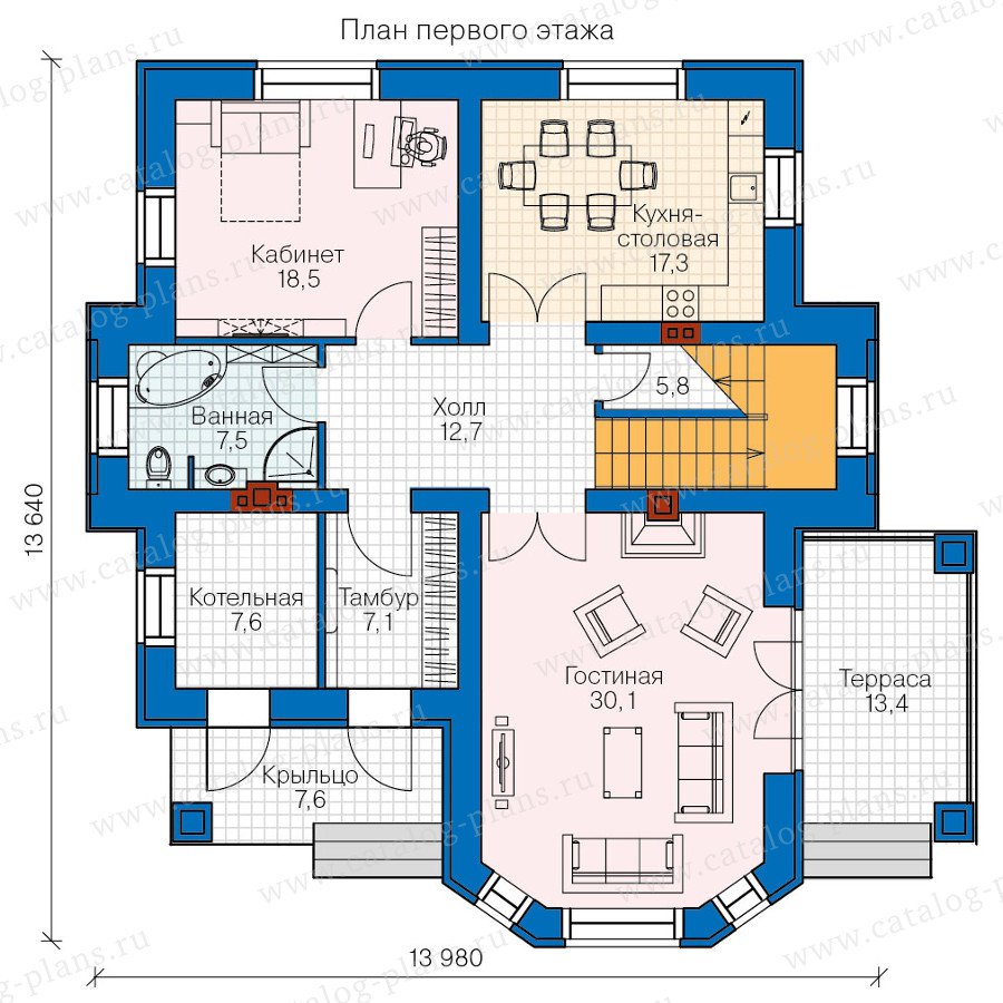 План 1-этажа проекта 47-32
