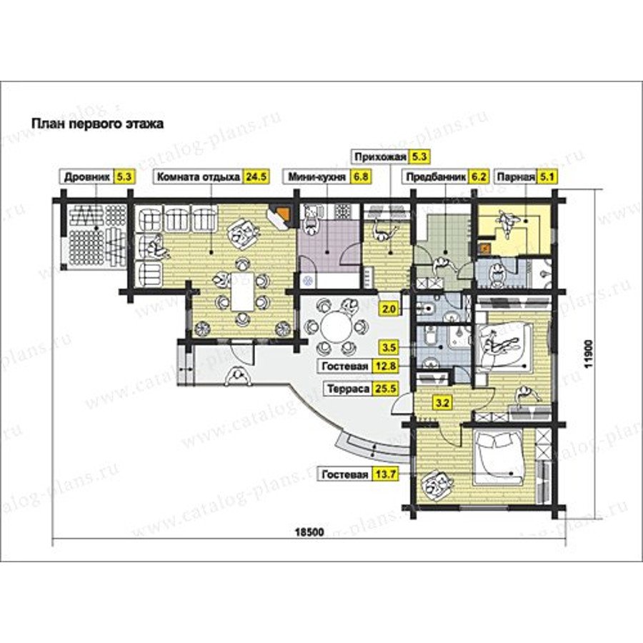 План 1-этажа проекта 13-24
