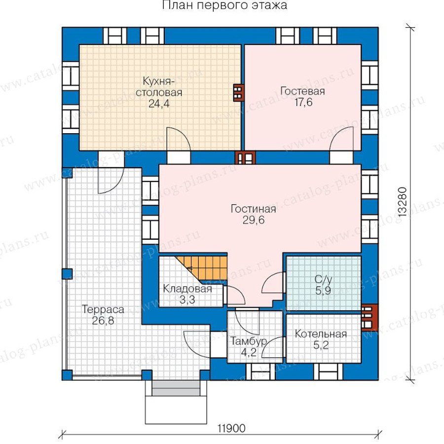План 1-этажа проекта 48-20BG
