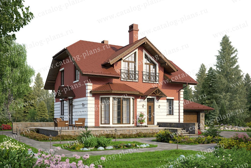Проект жилой дом #57-52L материал - кирпич, стиль европейский