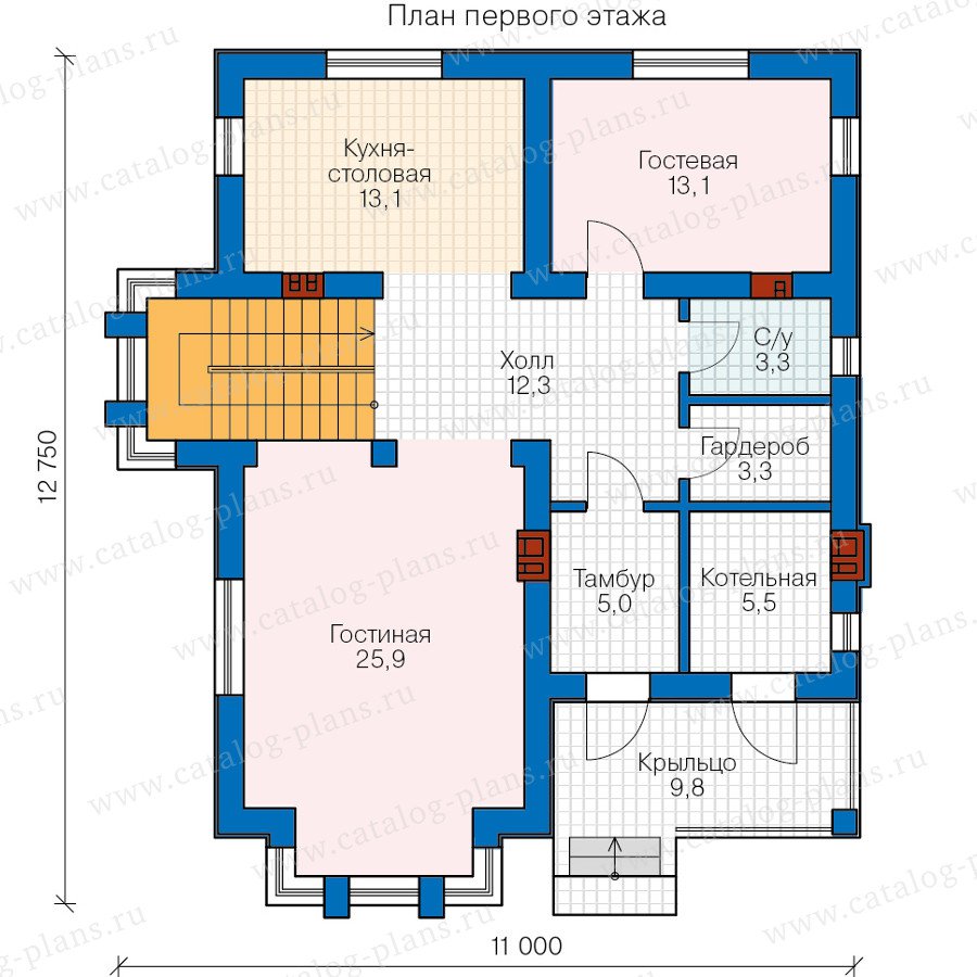 План 1-этажа проекта 58-76