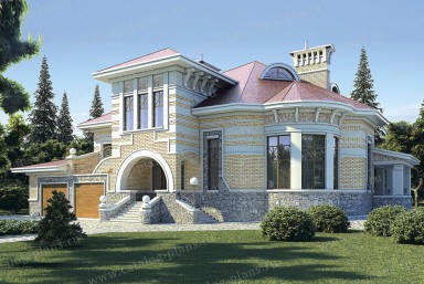Проект дома из кирпича c мансардой № 36-18 стиль - средиземный