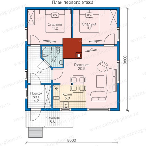 Варианты планировки домов 8х8 кв.м. с фото примеров