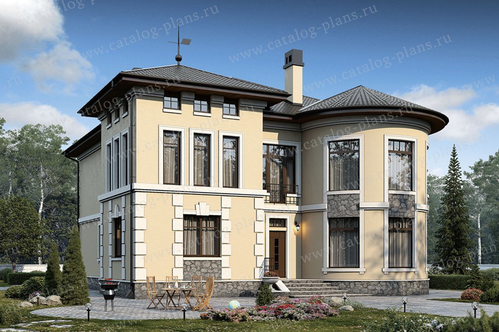 Проект 40-10, жилой дом, материал - поризованный керамический блок 510, количество этажей - 2, архитектурный стиль - классический, фундамент - монолитная ж/б плита