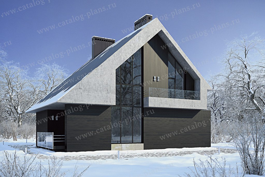 Проект 39-15, жилой дом, материал - кирпич, количество этажей - 2, архитектурный стиль - барнхаус, фундамент - монолитная ж/б плита