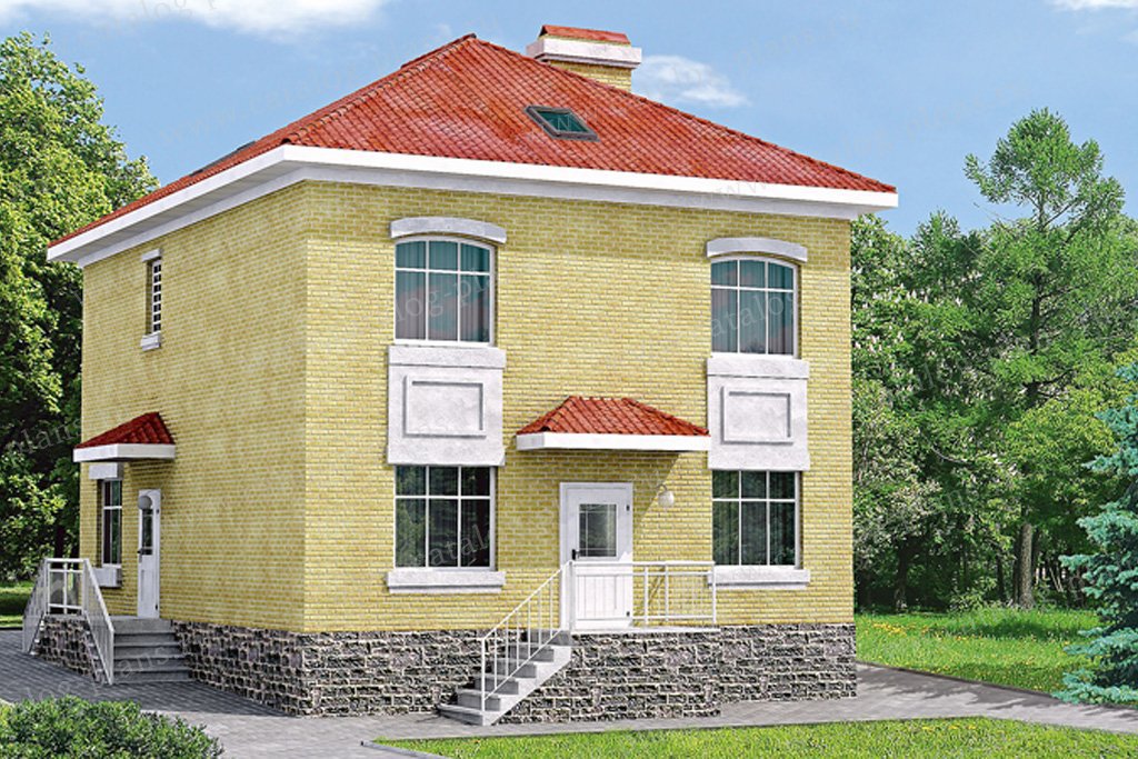 Проект жилой дом #33-17 материал - кирпич, стиль европейский