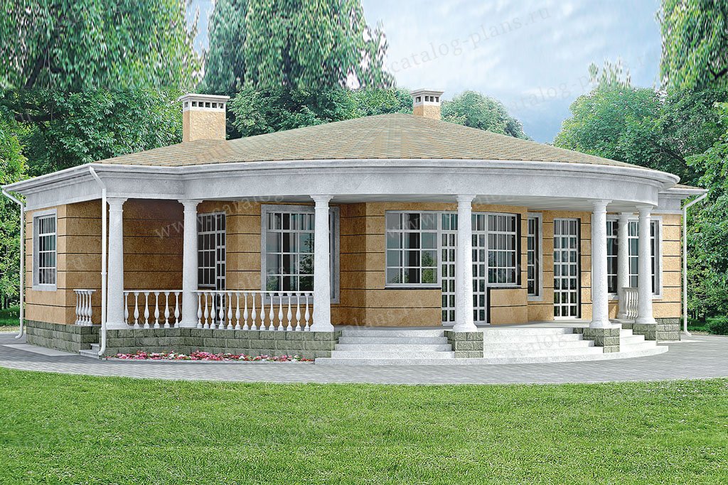 Проект одноэтажного дома в классическом стиле: визуализация