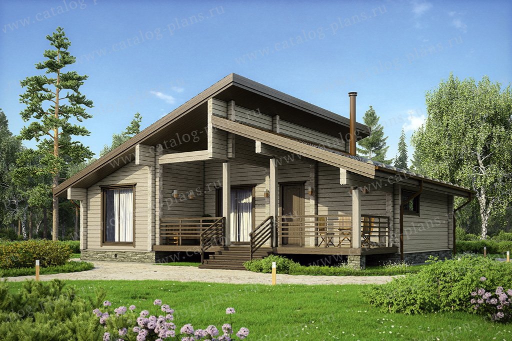 Проект типичного финского дома с сауной и террасой