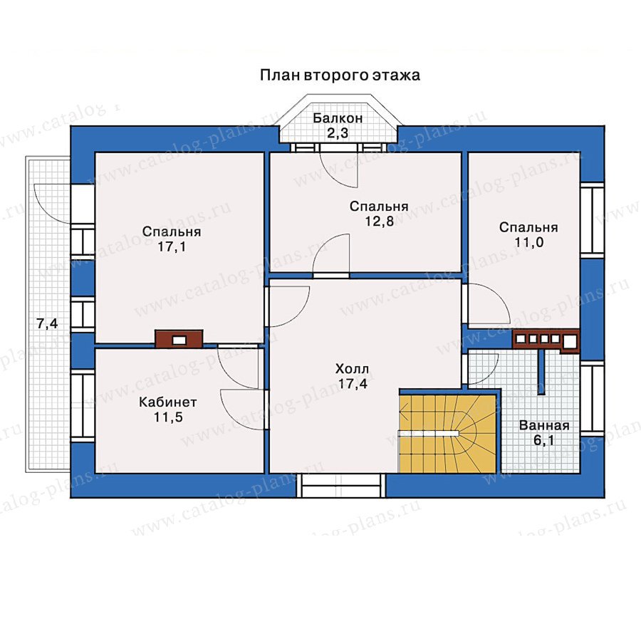План 2-этажа проекта 32-68