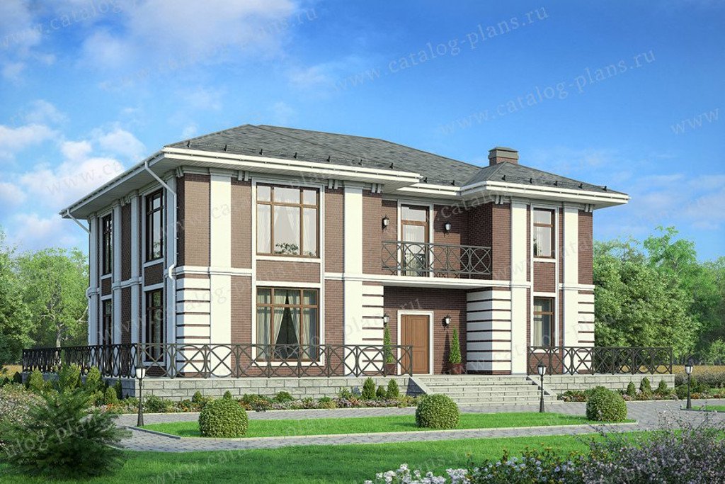 Проект 40-36, жилой дом, материал - поризованный керамический блок 510, количество этажей - 2, архитектурный стиль - классический, фундамент - монолитная ж/б плита