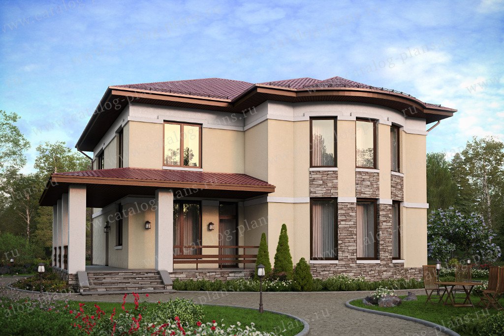 Проект 57-60CAKL, жилой дом, материал - поризованный керамический блок 510, количество этажей - 3, архитектурный стиль - европейский, фундамент - монолитная ж/б плита