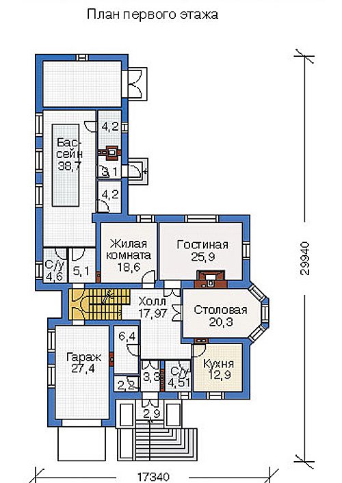 План 1-этажа проекта 36-36