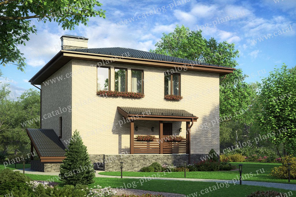 Проект 57-11A, жилой дом, материал - поризованный керамический блок 380, количество этажей - 2, архитектурный стиль - европейский, фундамент - монолитная ж/б плита