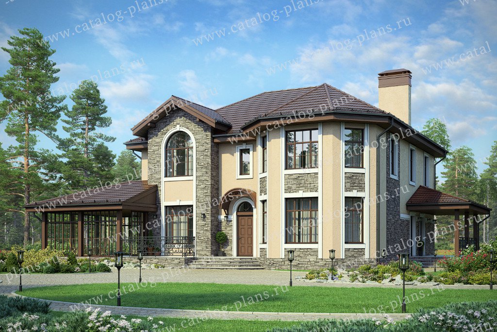 Проект 40-11VKL, жилой дом, материал - поризованный керамический блок 380, количество этажей - 2, архитектурный стиль - европейский, фундамент - монолитная ж/б плита