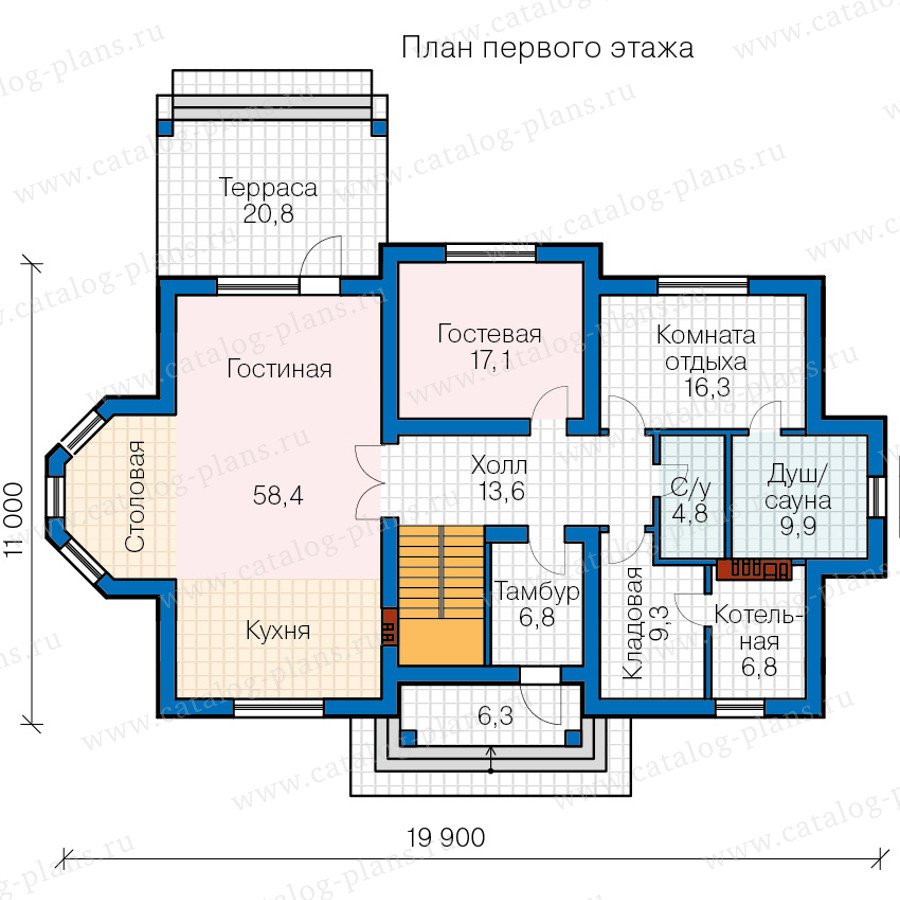 План 1-этажа проекта 58-82