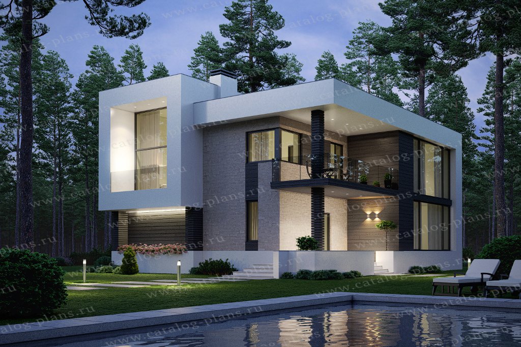 Проект дома с панорамными окнами в стиле минимализм и хай-тек