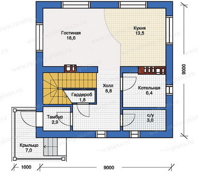 Проект №57-08. Планировка первого этажа 