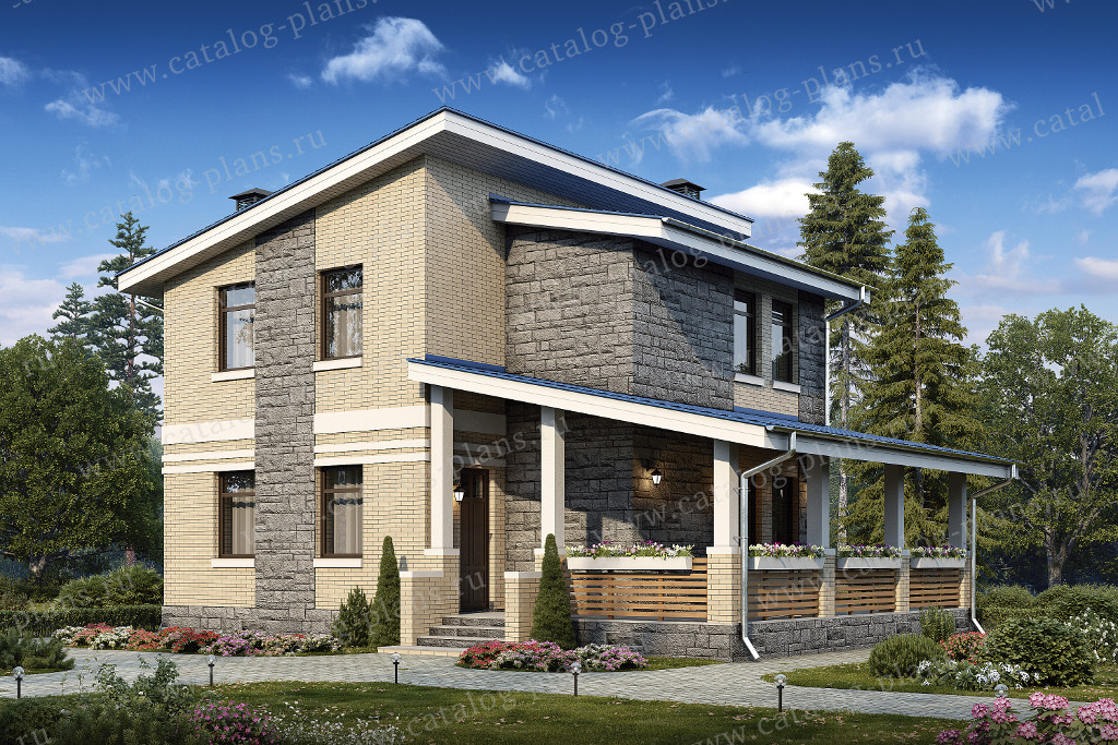 Проект 48-20DG, жилой дом, материал - газобетонные блоки 400, количество этажей - 2, архитектурный стиль - современный, фундамент - монолитная ж/б плита