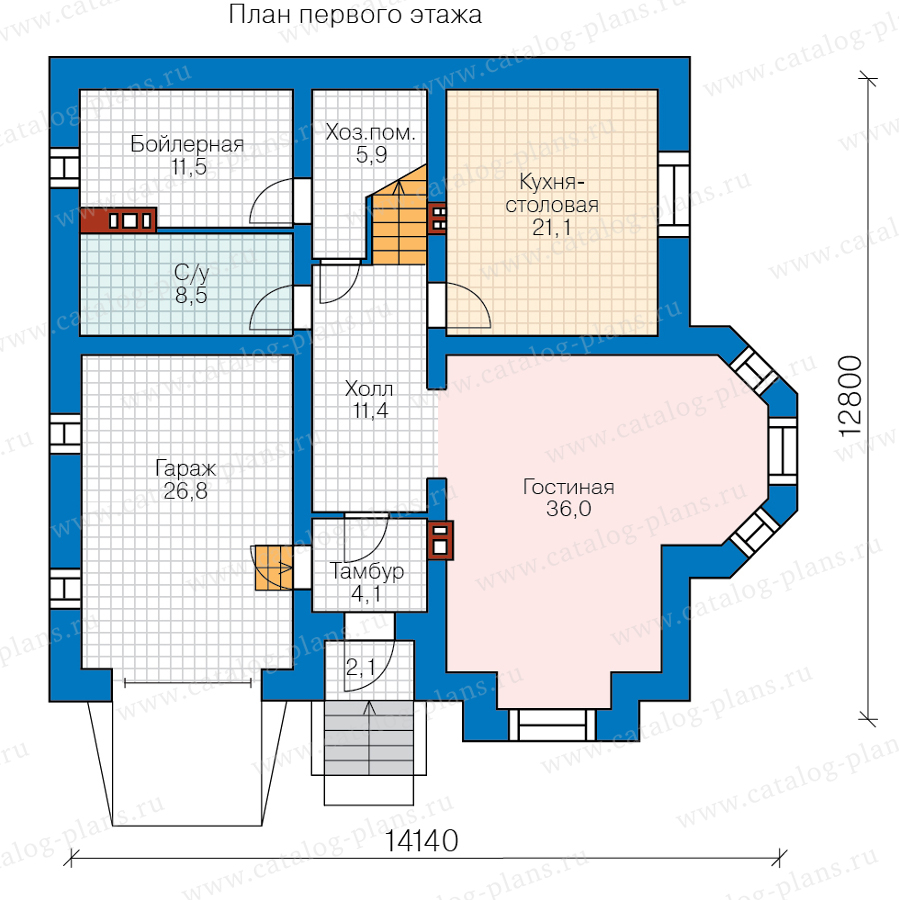 План 1-этажа проекта 57-53AKL