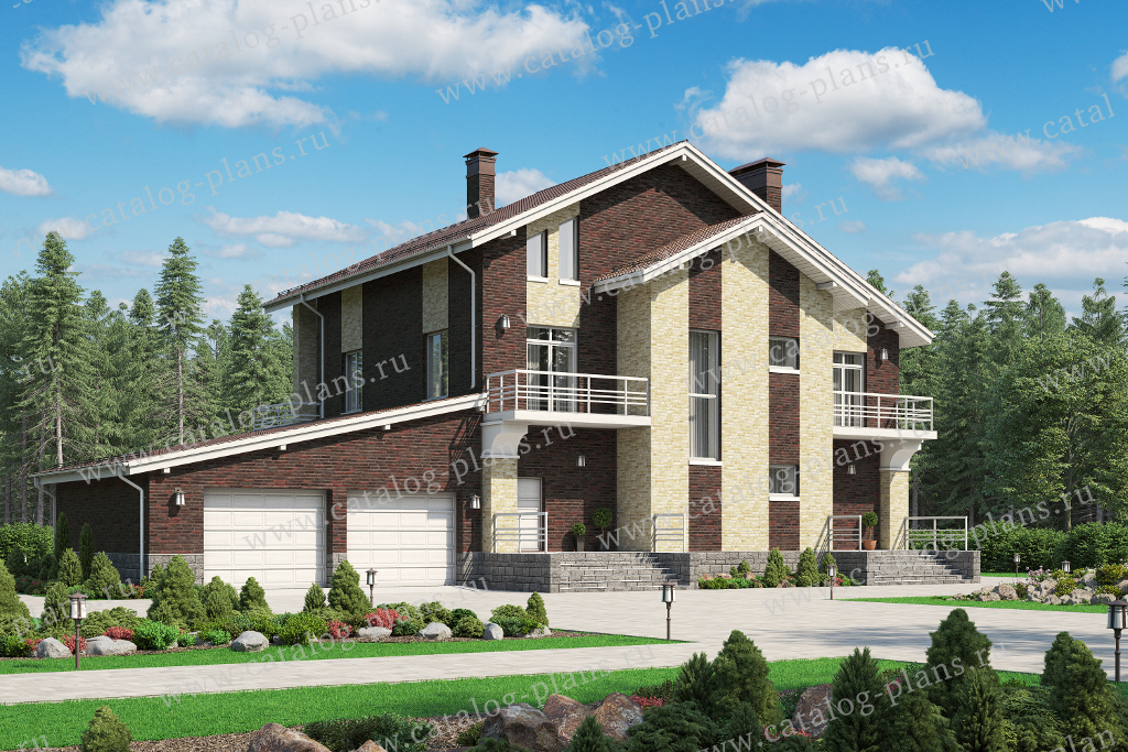 Проект 40-09CL, жилой дом, материал - поризованный керамический блок 440, количество этажей - 4, архитектурный стиль - скандинавский, фундамент - монолитная ж/б плита