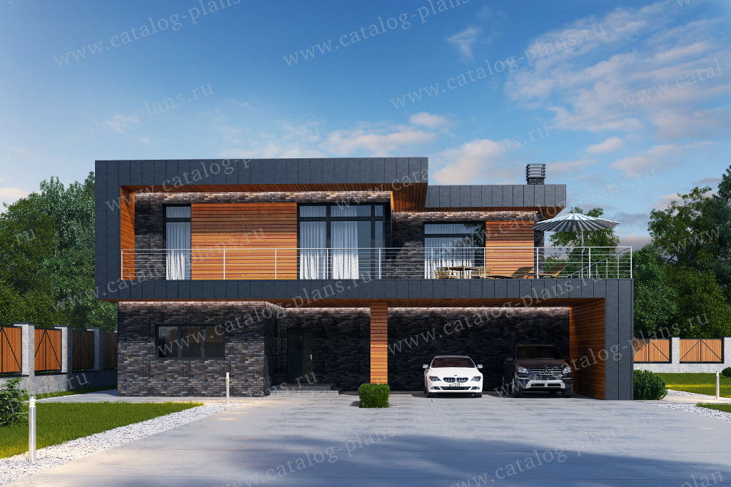 Проект 62-72E, жилой дом, материал - поризованный керамический блок 380, количество этажей - 2, архитектурный стиль - хай-тек, фундамент - монолитная ж/б плита