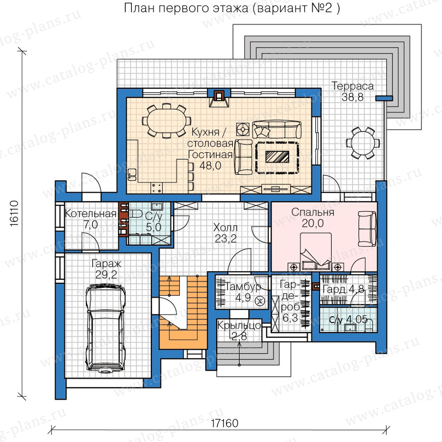 План 2-этажа проекта 62-77