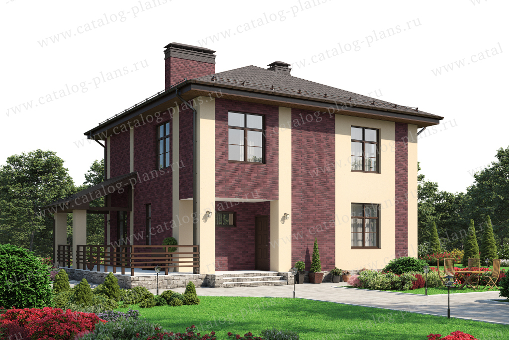 Проект 57-02BKL, жилой дом, материал - поризованный керамический блок 510, количество этажей - 2, архитектурный стиль - современный, фундамент - монолитный ленточный ж/б