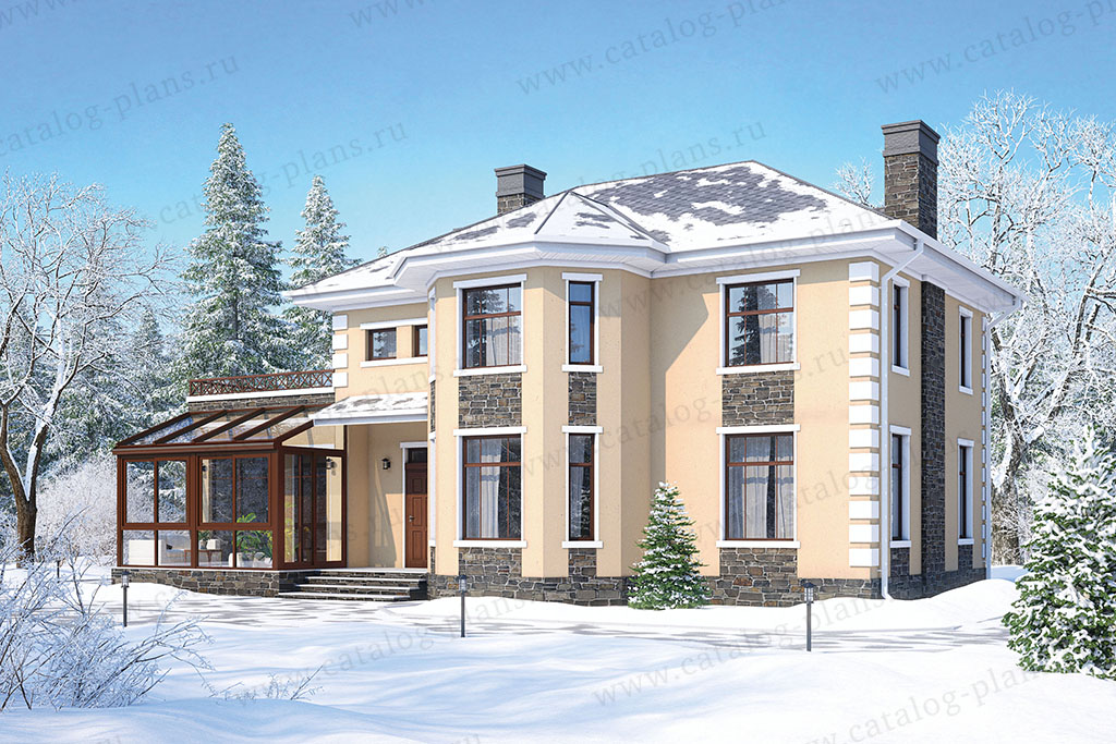 Проект жилой дом #57-25RUS материал - газобетон, стиль 