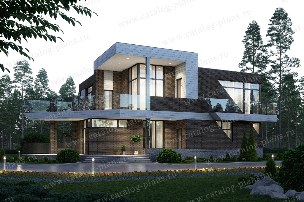 Проект 40-94K1L, жилой дом, материал - поризованный керамический блок 380, количество этажей - 2, архитектурный стиль - хай-тек, фундамент - монолитная ж/б плита