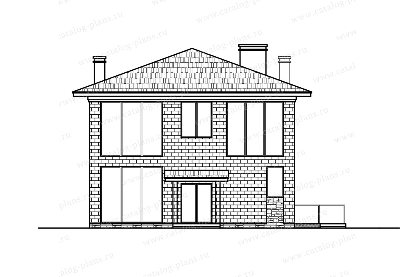 Проект 40-45FL, жилой дом, материал - поризованный керамический блок 510, количество этажей - 3, архитектурный стиль - минимализм, фундамент - монолитная ж/б плита