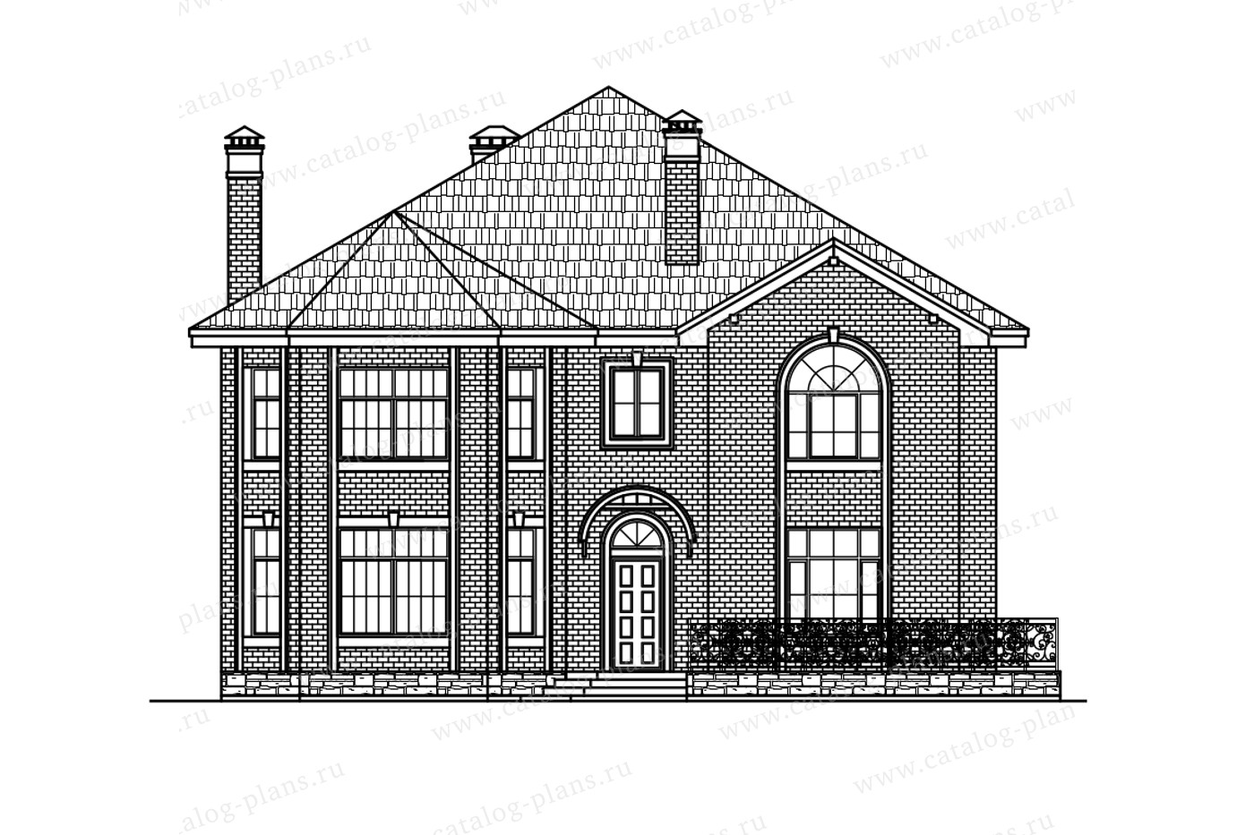 Проект 40-49D1L, жилой дом, материал - поризованный керамический блок 380, количество этажей - 2, архитектурный стиль - современный, фундамент - монолитная ж/б плита