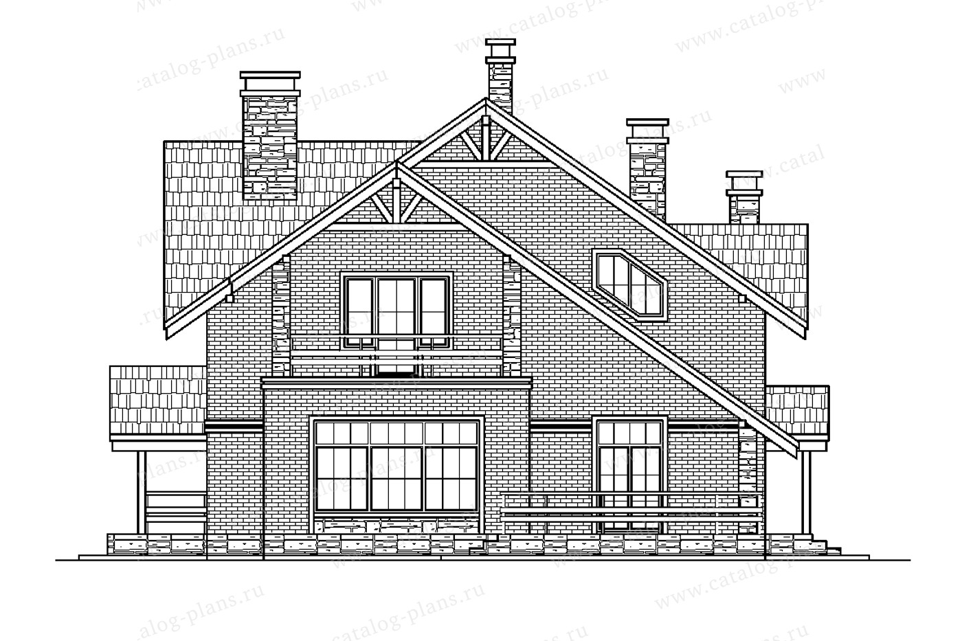 Проект 58-22CAK1L, жилой дом, материал - поризованный керамический блок 380, количество этажей - 2, архитектурный стиль - скандинавский, фундамент - монолитный ленточный ж/б