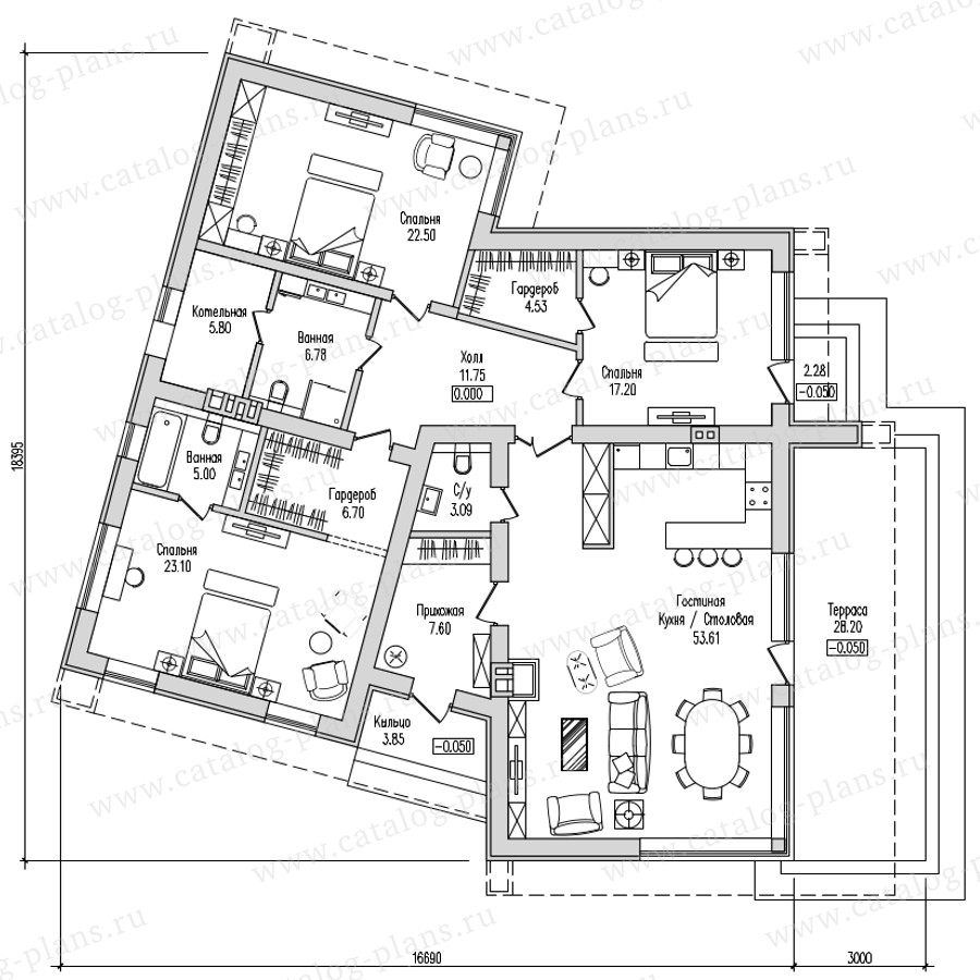 План 1-этажа проекта 62-78D