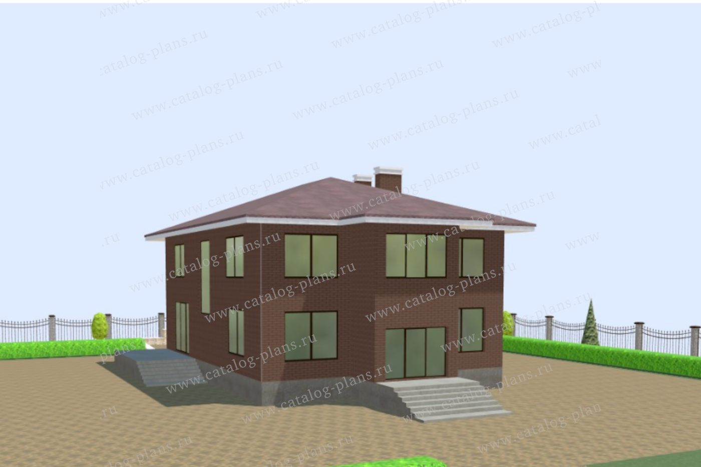Проект 40-45BDK2L, жилой дом, материал - поризованный керамический блок 440, количество этажей - 2, архитектурный стиль - минимализм, фундамент - свайно-ростверковый ж/б