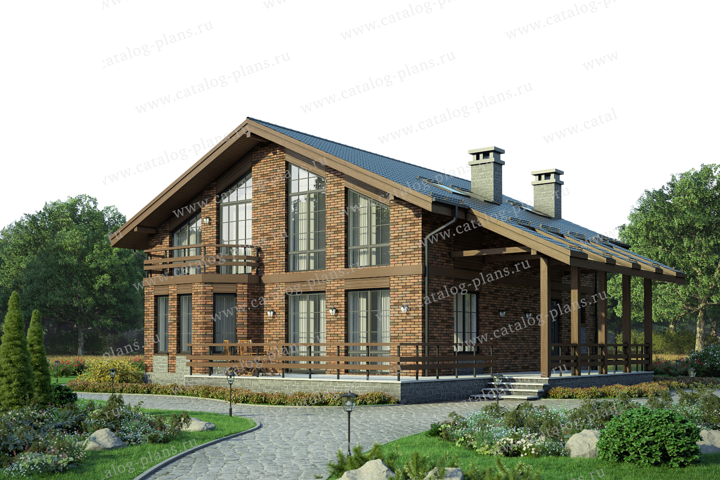 Проект 58-23BK, жилой дом, материал - поризованный керамический блок 380, количество этажей - 2, архитектурный стиль - скандинавский, фундамент - монолитная ж/б плита