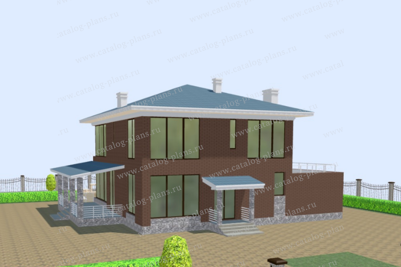 Проект 40-45BEL, жилой дом, материал - поризованный керамический блок 510, количество этажей - 2, архитектурный стиль - минимализм, фундамент - монолитная ж/б плита