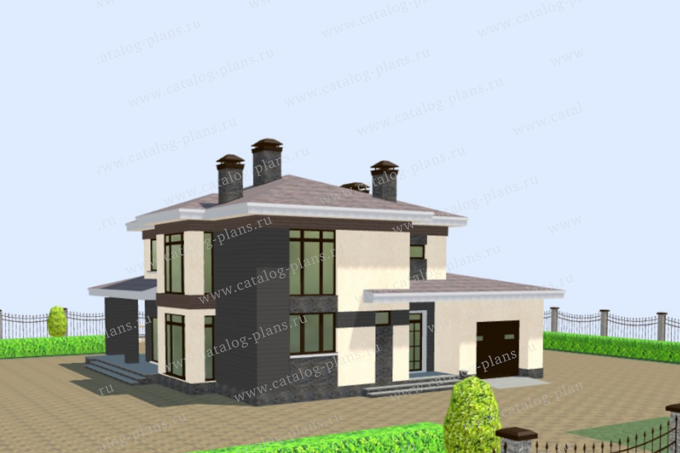 Проект 45-16BA, жилой дом, материал - поризованный керамический блок 510, количество этажей - 2, архитектурный стиль - современный, фундамент - монолитная ж/б плита