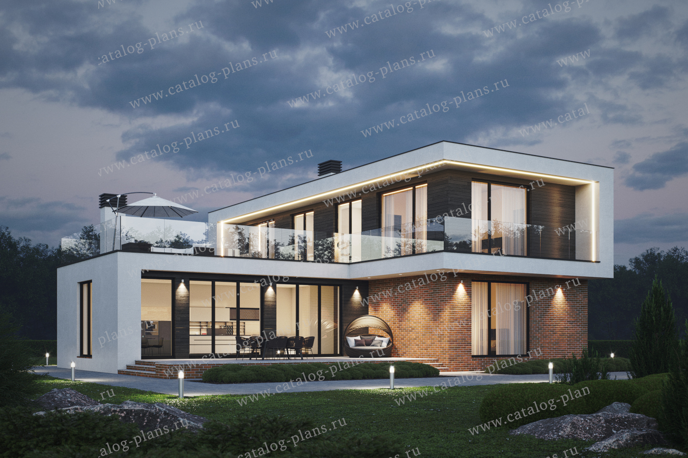 Проект 62-65BKL, жилой дом, материал - монолитный ж/б каркас с заполнением поризованным керамическим блоком 510, количество этажей - 2, архитектурный стиль - хай-тек, фундамент - монолитная ж/б плита