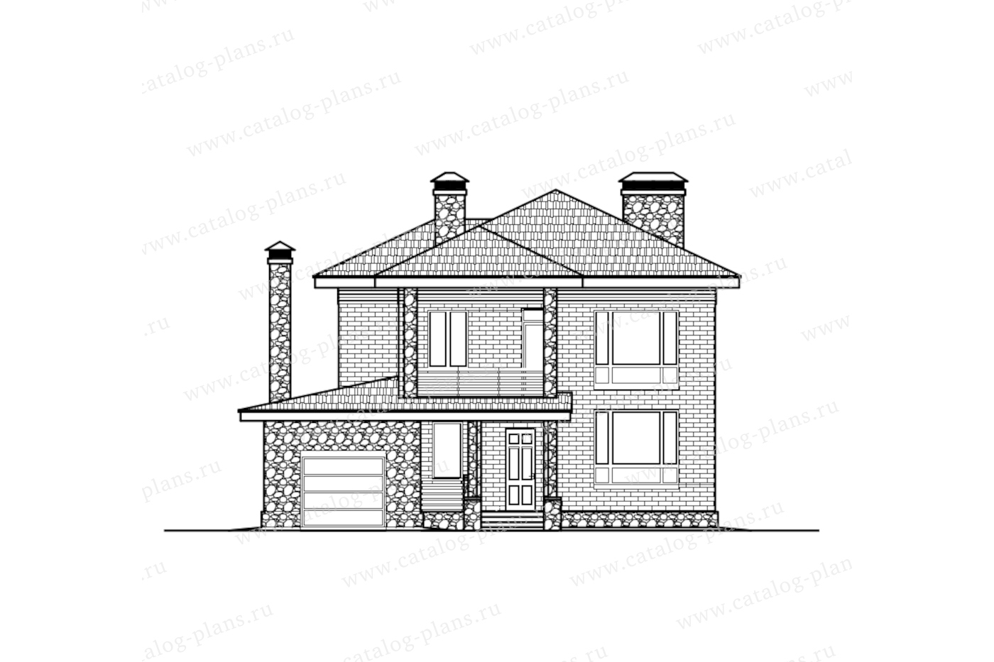 Проект 59-93TCK2L, жилой дом, материал - поризованный керамический блок 440, количество этажей - 2, архитектурный стиль - современный, фундамент - монолитная ж/б плита
