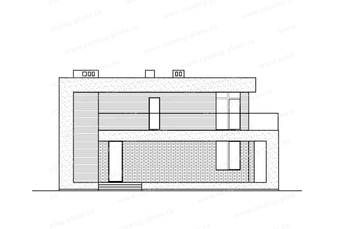 Проект 63-42W, жилой дом, материал - газобетонные блоки 400, количество этажей - 2, архитектурный стиль - хай-тек, фундамент - монолитная ж/б плита