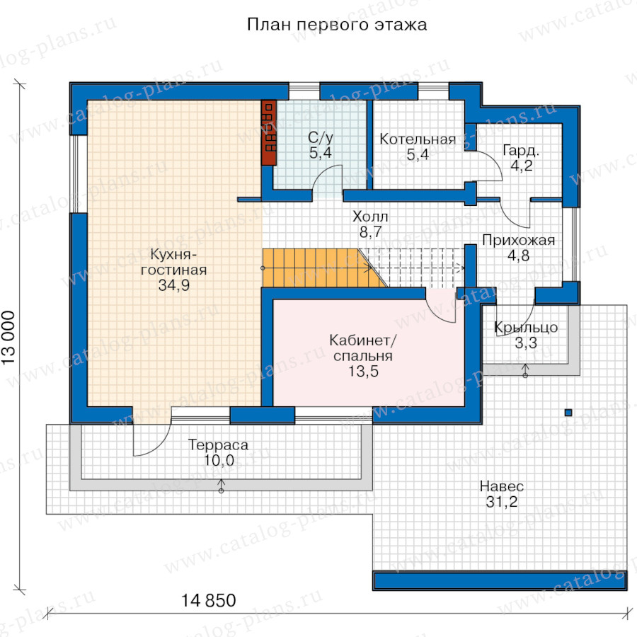 План 1-этажа проекта 64-32